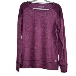 Reebok Active Long-Sleeve Shirt – Heathered Plum, Mesh Shoulder Panels sz L